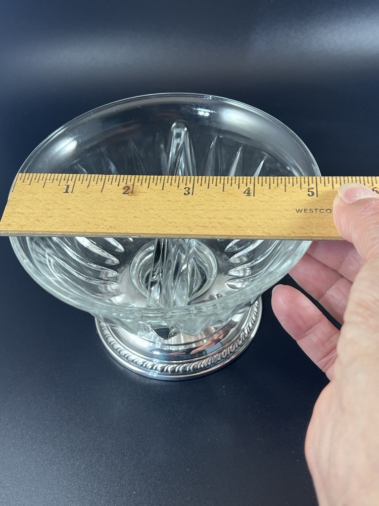 Gorham Sterling Silver Footed Divided Crystal Bowl Nuts Candy