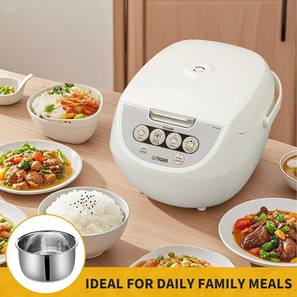 Replacement Rice Cooker 5.5 Cup Inner Pot Compatible with Tiger Silver