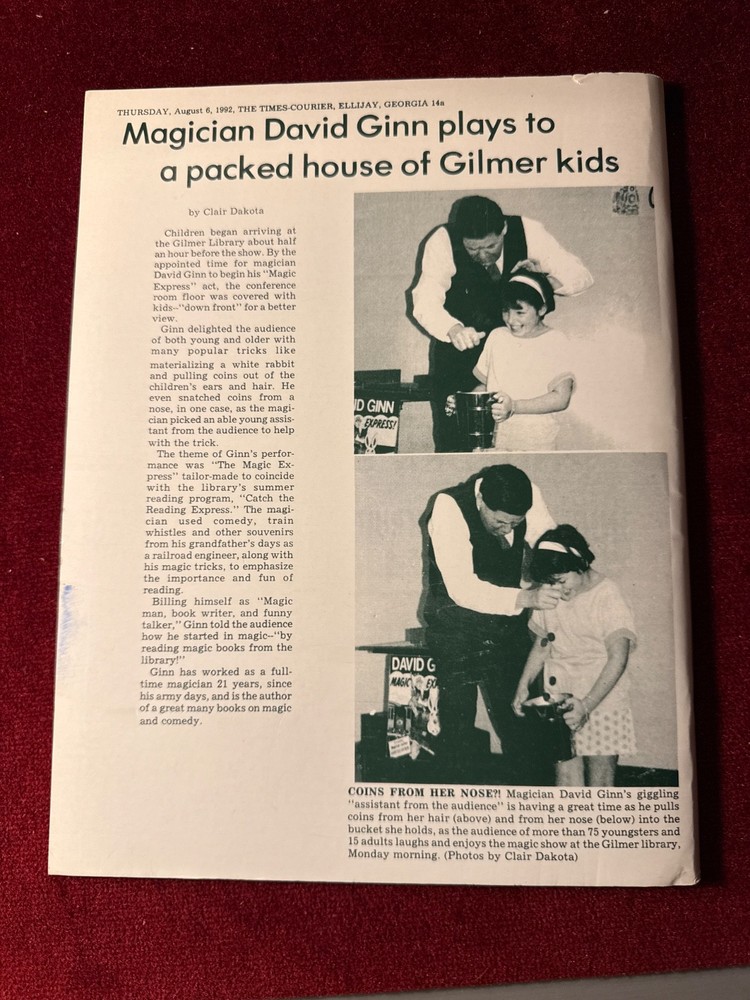 Partly Unpublished David Ginn Magician Magic Lecture Notes Book