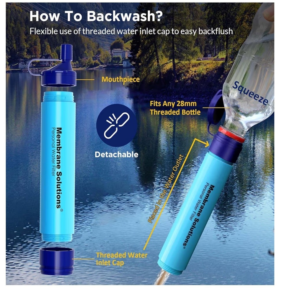 Membrane Solutions portable Straw Water Filter - 4 pack