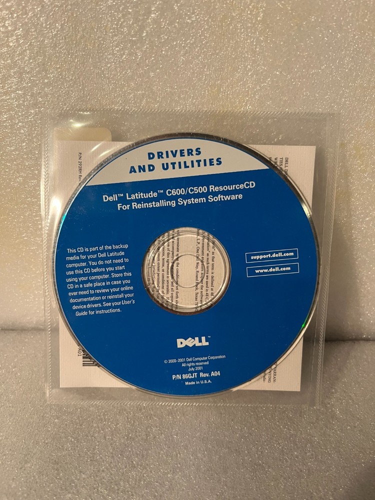 Sealed Dell Latitude C600/C500 ResourceCD for Reinstalling System Software CD