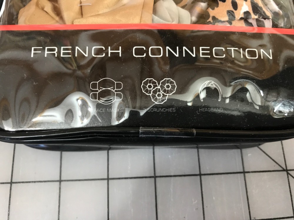 French Connection Face Mask Headband (3) Scrunches Per Set (2 Sets Blue/Daisy)