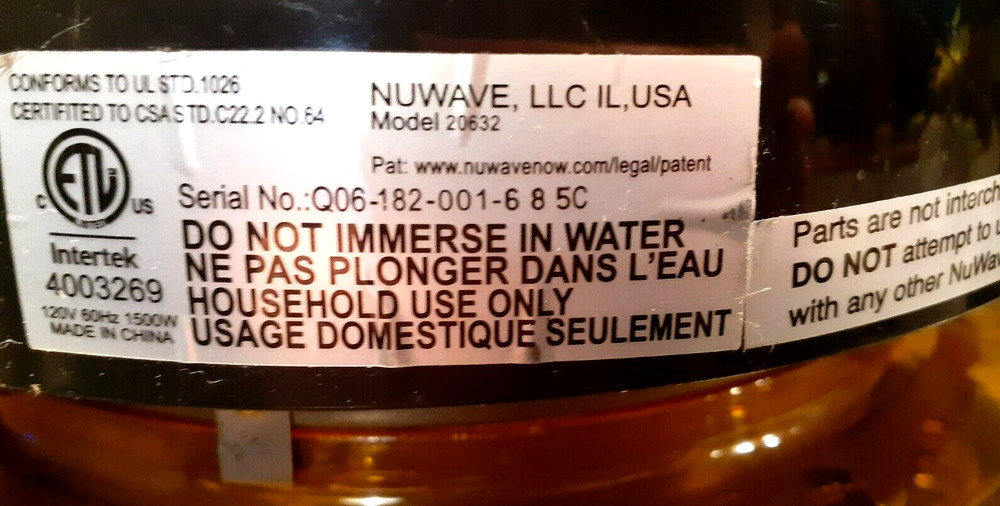 NuWave Pro Plus Infrared Convection Oven 3" Extender Ring Amber/Black # 20632