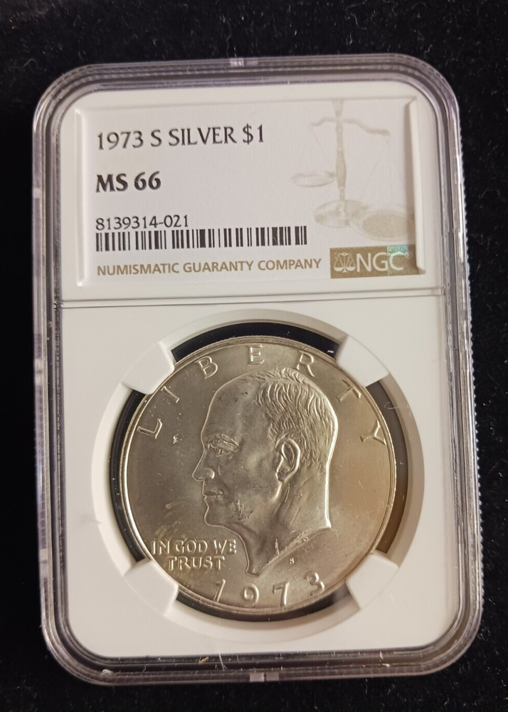 1973(S) Silver $1 NGC MS 66 Ike Dollar Coin