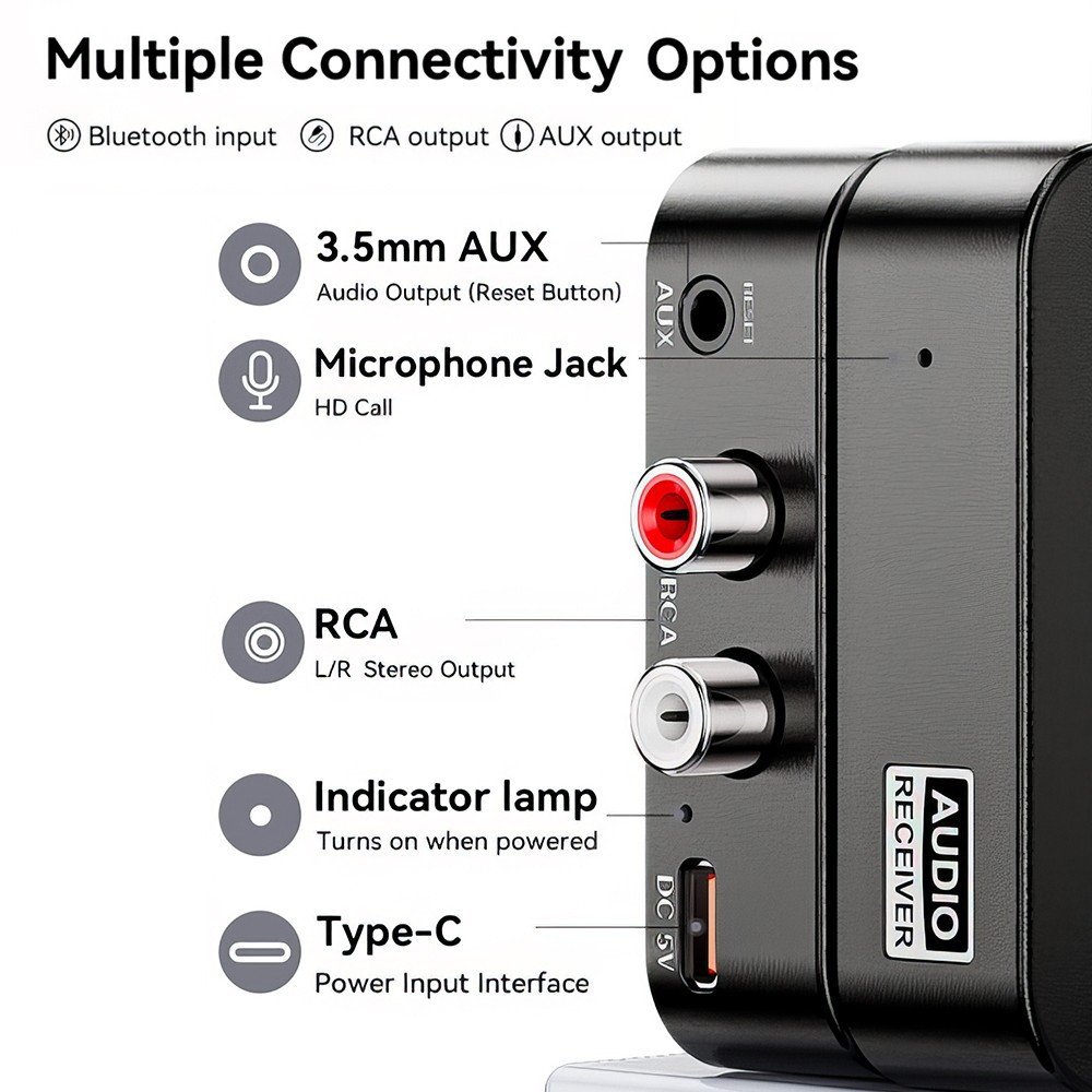 Bluetooth 6.0 Transmitter Receiver Transmitter Receiver Stereo Audio RCA Adapter