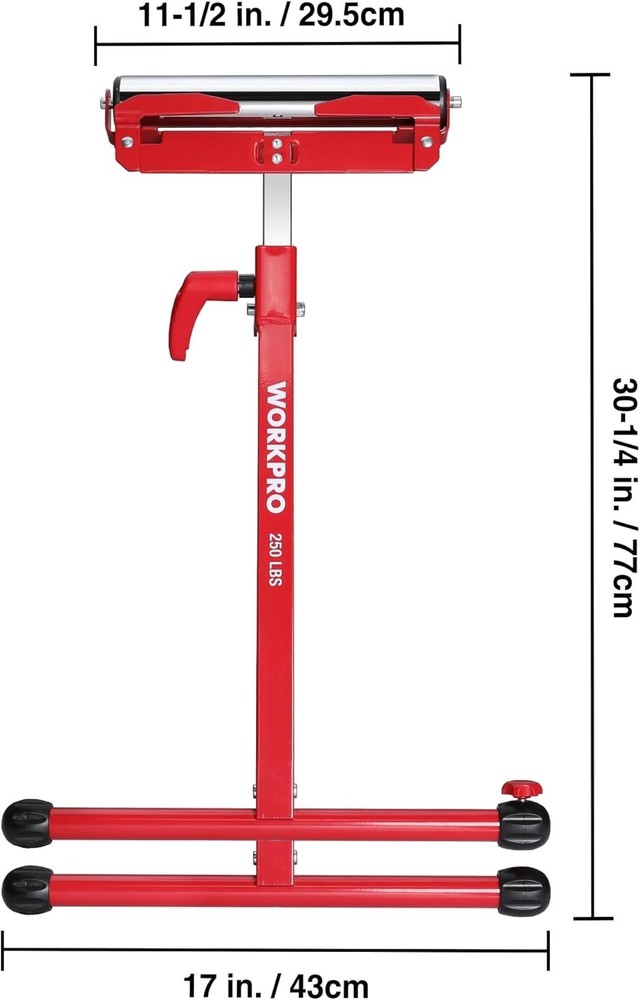 Compact Folding Roller Stand, 27-43" Adjustable Height, Ideal for Woodworkers