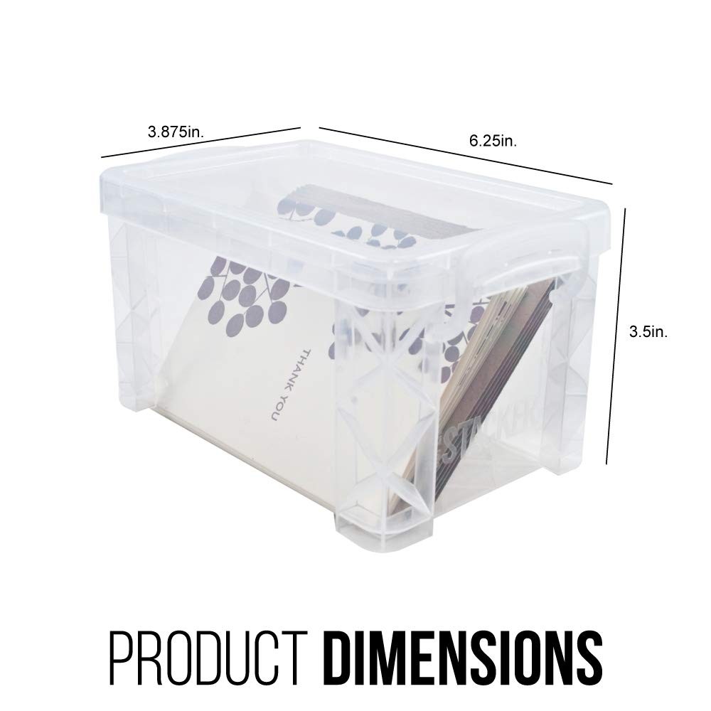 40307 Super Stacker Storage Boxes, Hold 400 3 x 5 Cards, Plastic, Clear