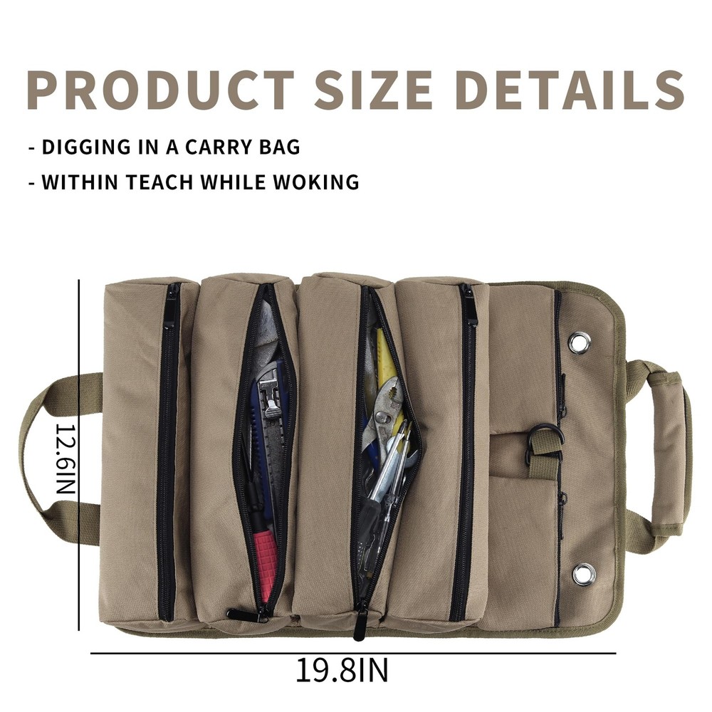 Tool Roll Bag, Tool Bag Organizer, Tool Carrier Roll UP Storage Pouches with ...
