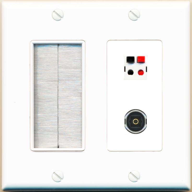 RiteAV SPEAKER TOSLINK with Brush Wall Plate [White]
