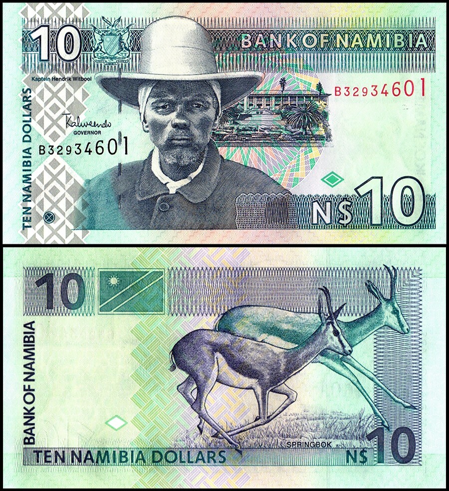 Namibia 10 Namibia Dollars, 2001 ND, P-4c, UNC, Prefix B