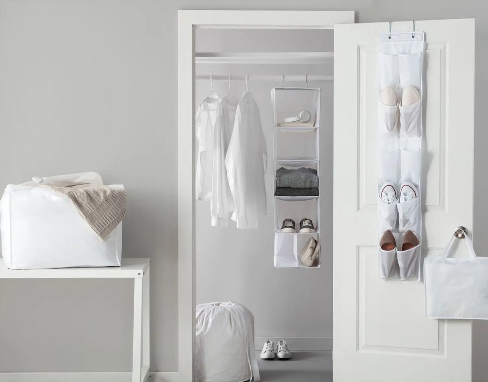Simply Essential ~ Five (5) Piece ~ Fabric ~ Closet Organizer Set ~ WHITE