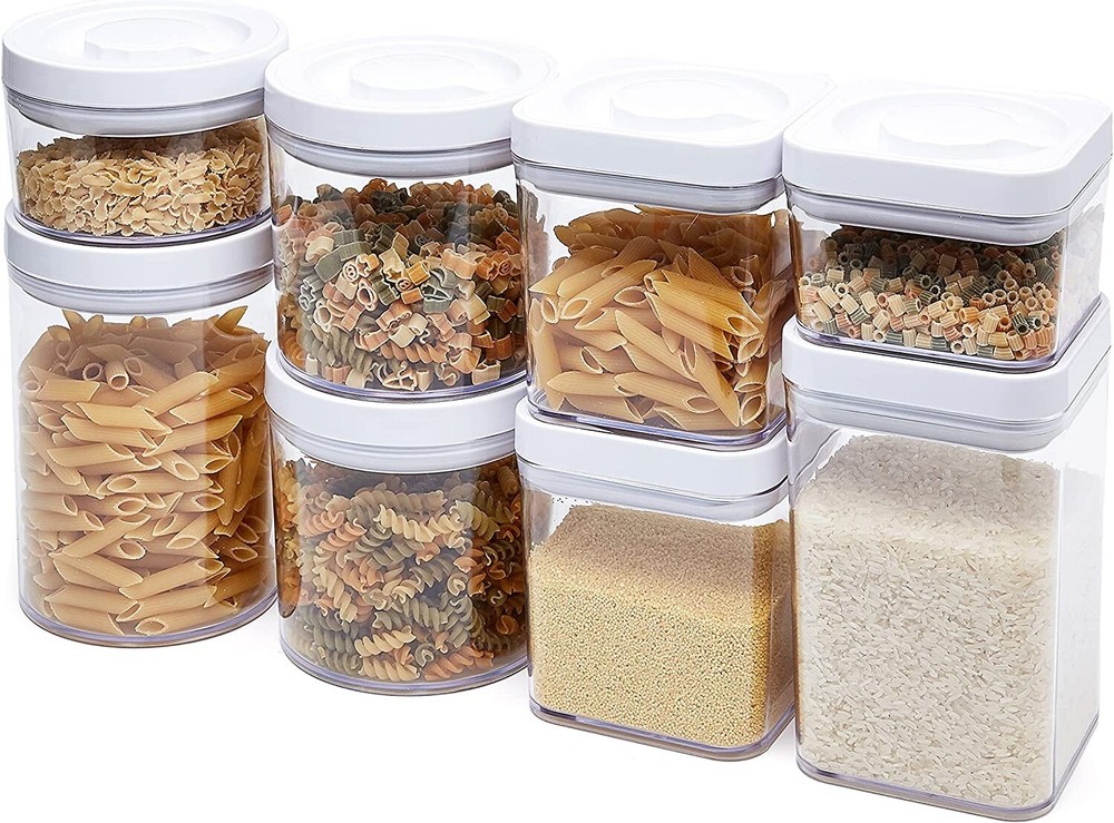 Amazon Basics 8-Piece Multi-Pack Round & Square Airtight Food Storage Containers