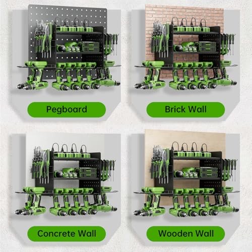 Power Tool Organizer, 3 Layer 8 Drill Holder Wall Mount, Tool Shelf and