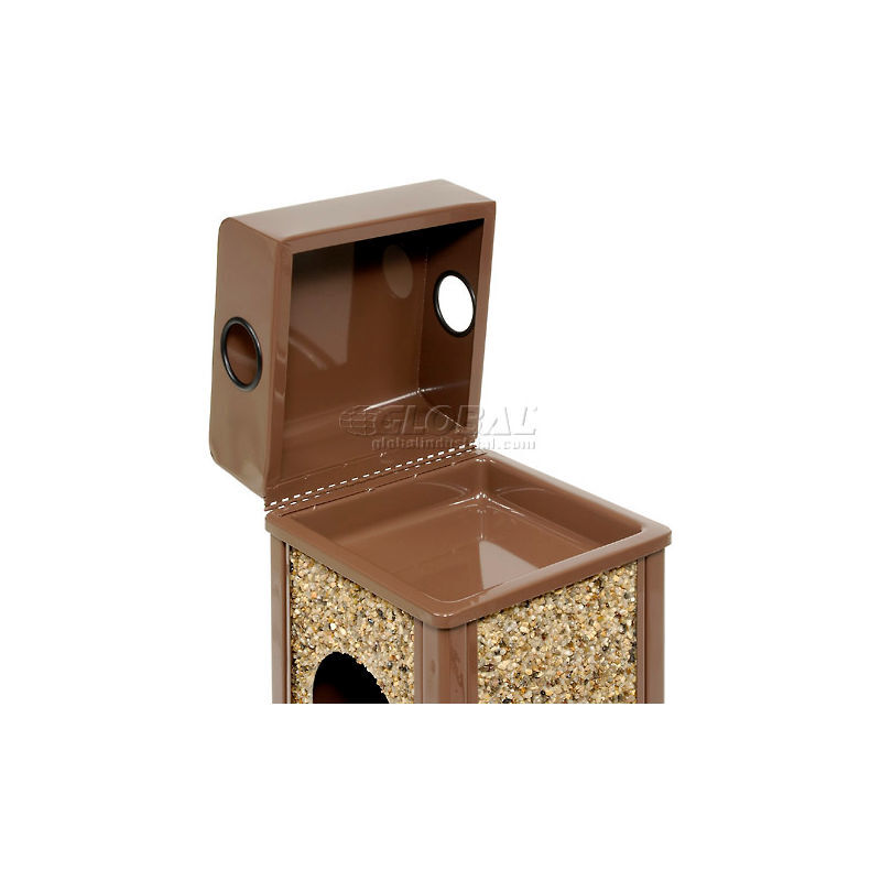 Stone Panel Trash Weather Urn 10-1/4" Square X 28"H Brown