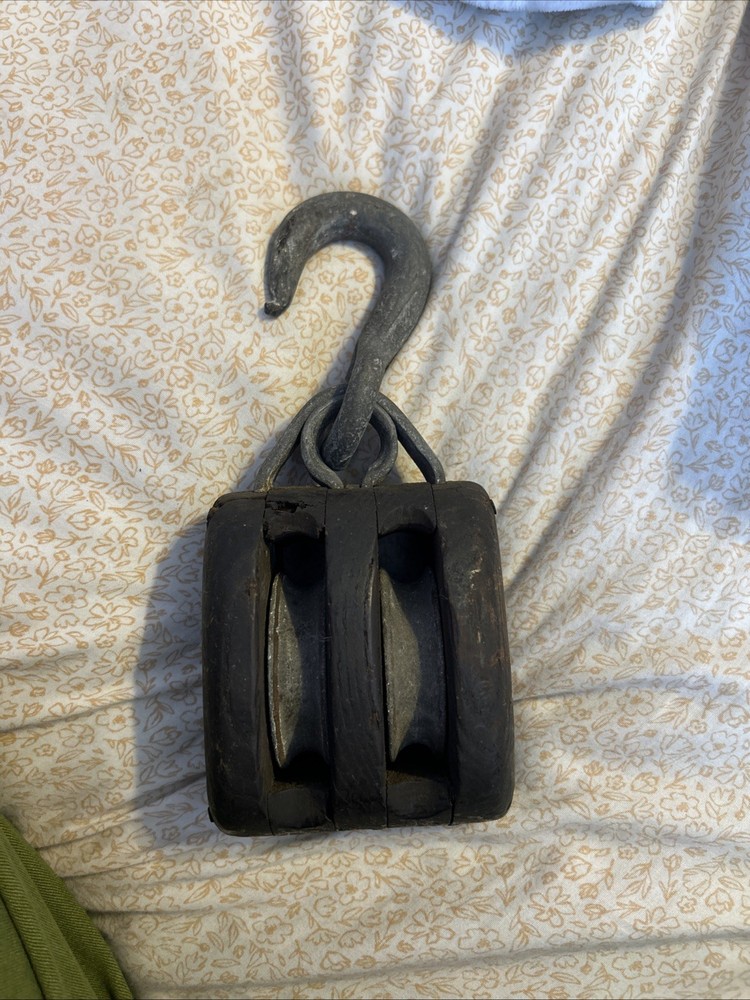 vintage wooden barn pulley