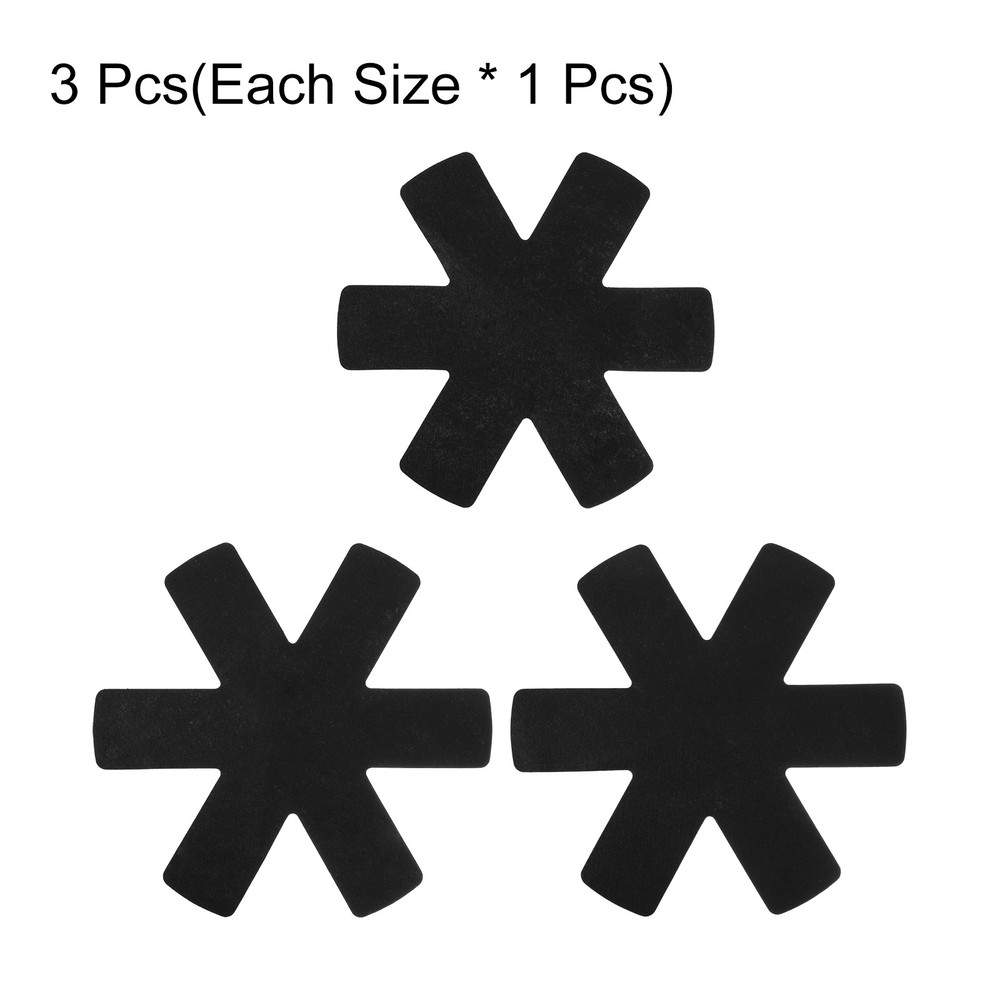 3pcs Pot and Pan Protectors for Stacking 3 Size Pot Separator Black