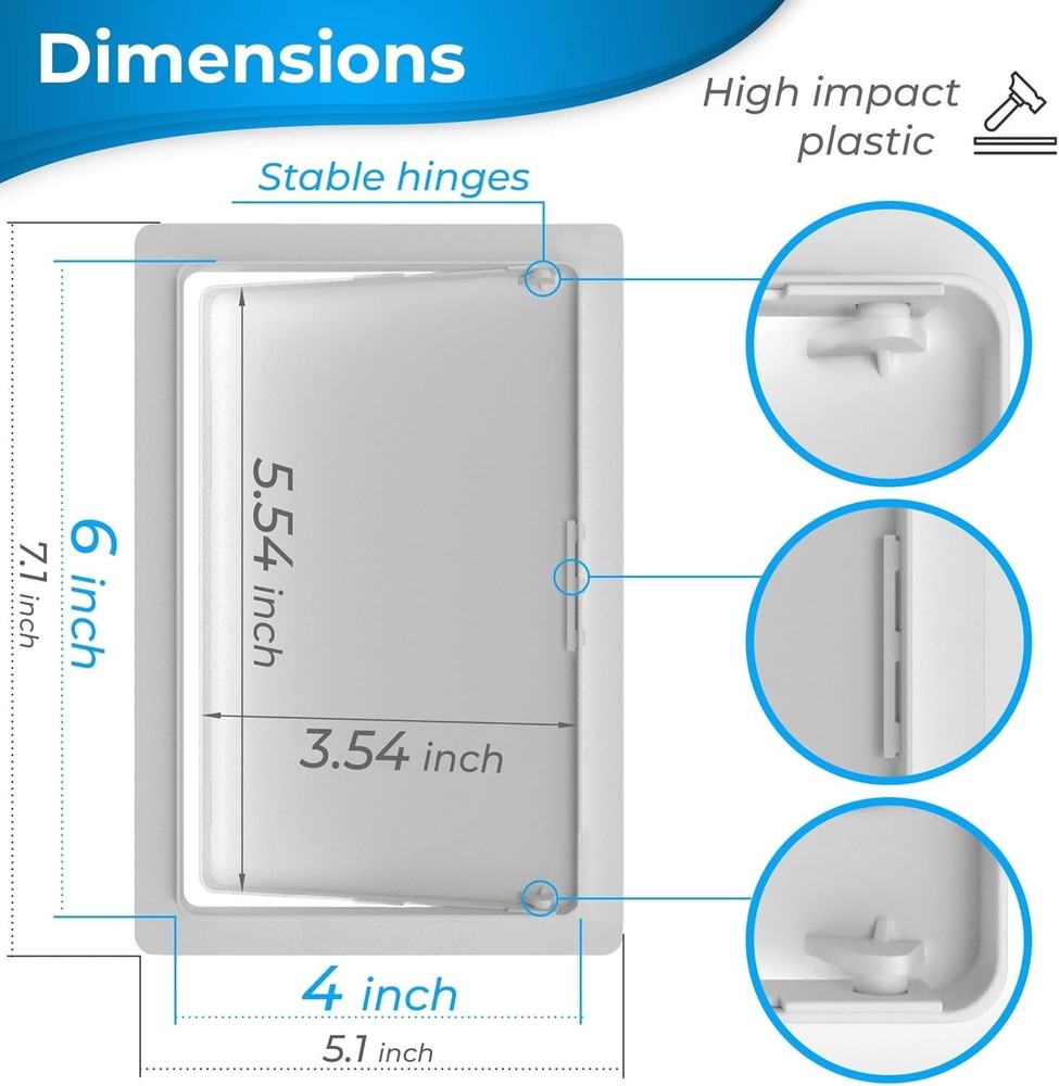Easy-Install 4x6 Inch Wall Access Panel - Lightweight UV-Stabilized Plastic