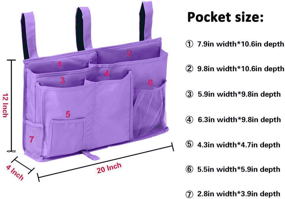 Bunk Bed Organizer - Bedside Storage Caddy with Pocket, Hanging Organizer for Ca