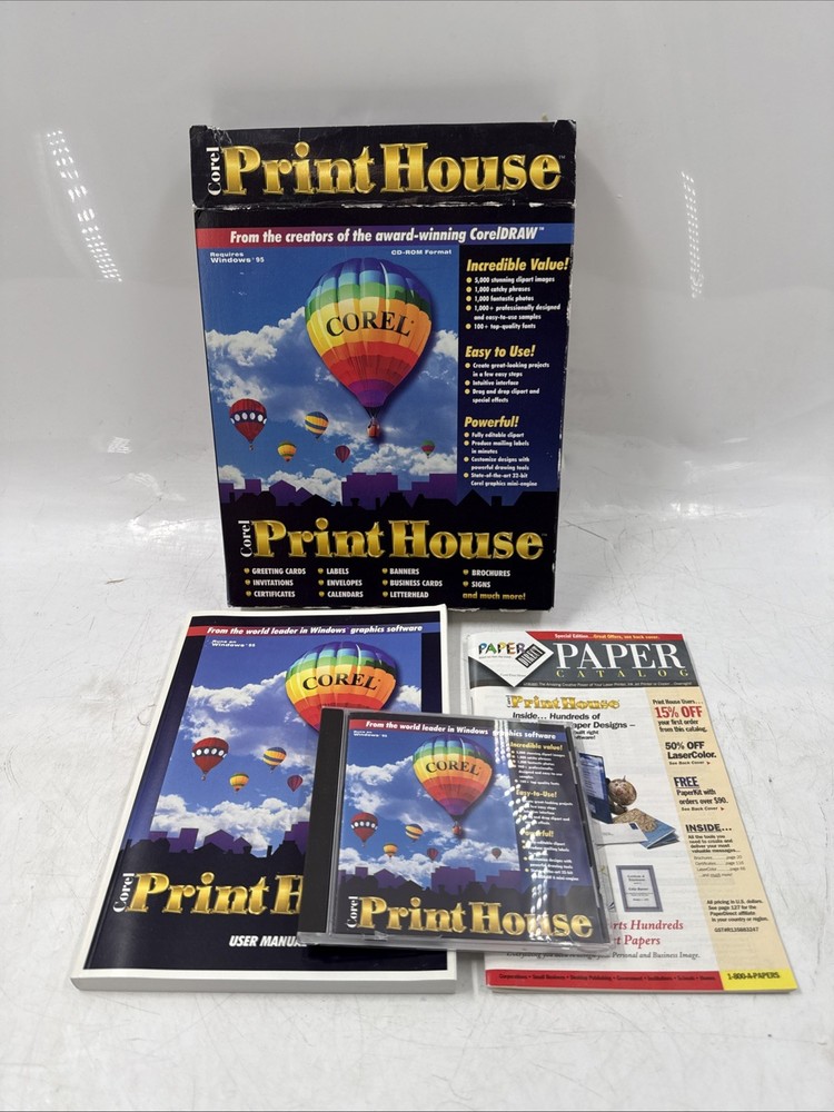 1995 Corel Print House CD-ROM Format Runs on Windows 95     EB-19394