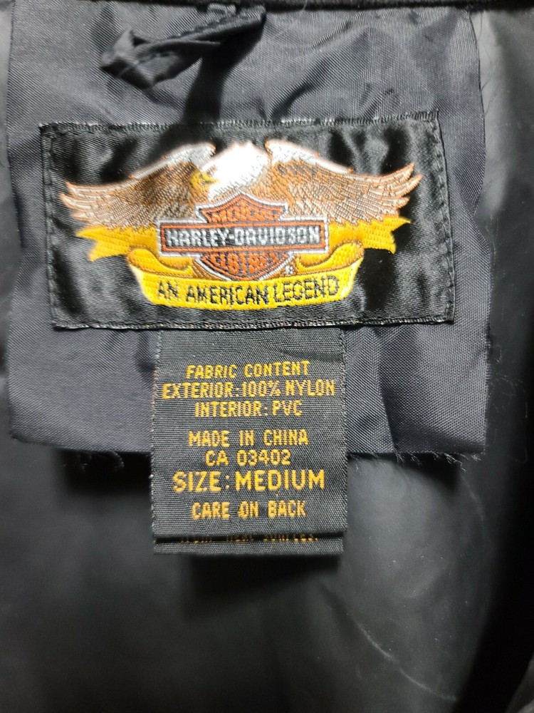 Harley-Davidson Men's Black PVC Reflective Rain Motorcycle Jacket Medium B38