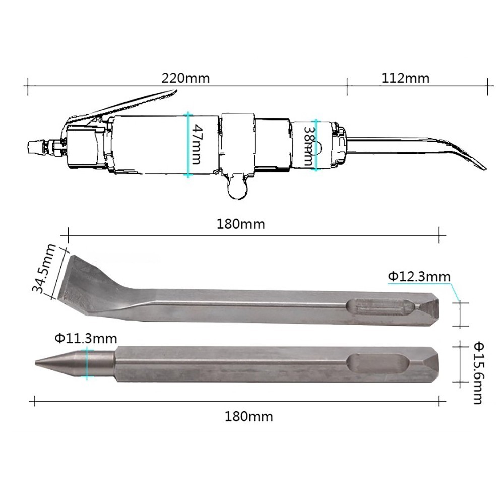 Heavy-Duty Vertical Pneumatic Chipping Hammer – 3000 BPM