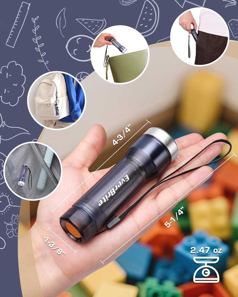 EverBrite Compact LED Flashlights Mini Flashlights Water-Resistant 3 Light Modes