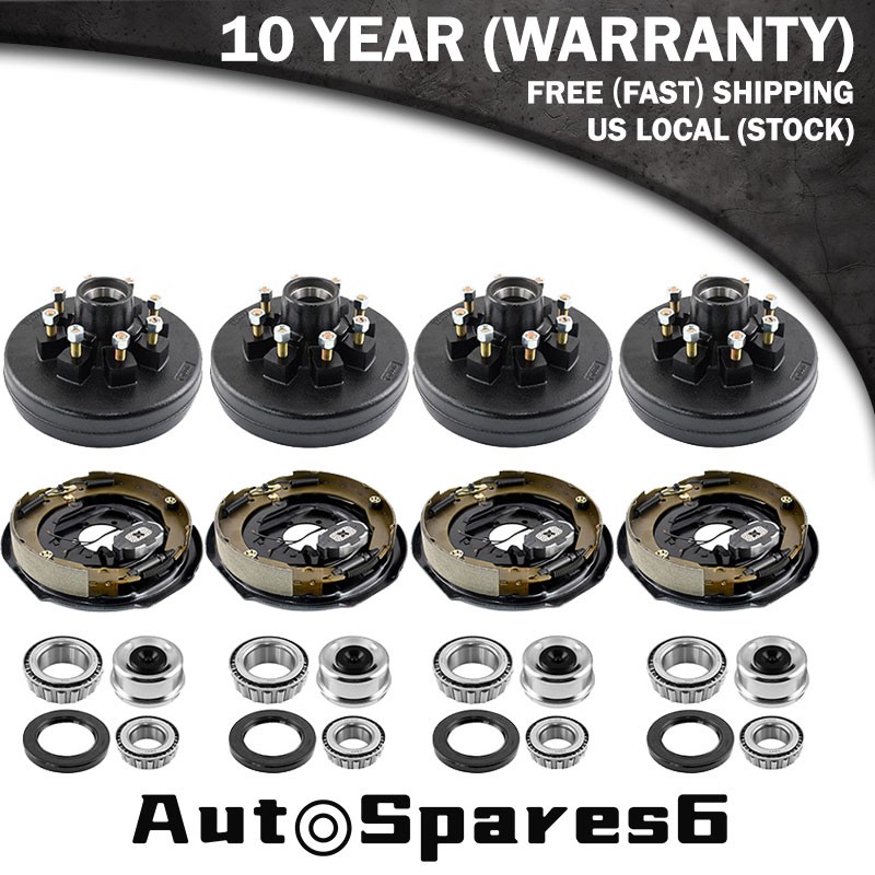 8Lug Electric Trailer Brake 12" x 2" & 8 on 6.5" Hub Drum Kit for 7000 lbs Axle