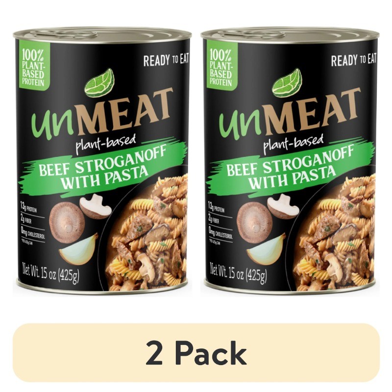 (2 pack) unMEAT Plant-Based Beef Stroganoff with Pasta, 15oz Can