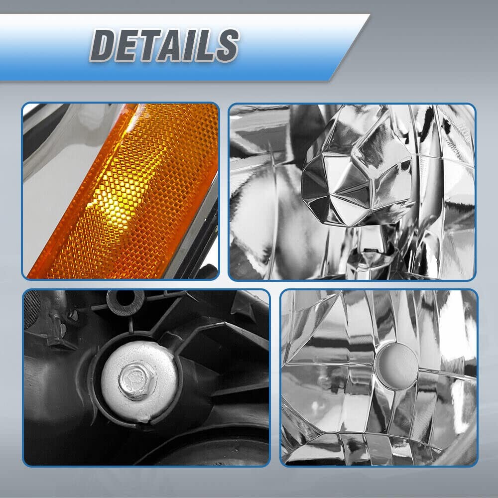 Accord 2003 - 2007 车头灯铬合金外壳琥珀色反射器透明镜头 LH 右握