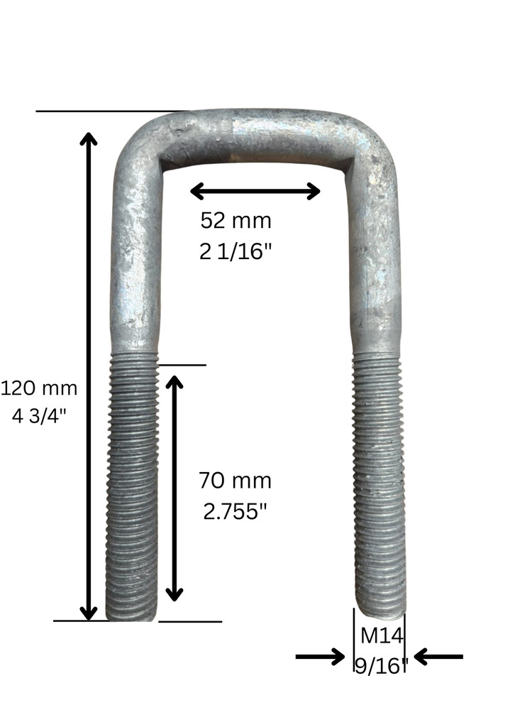 (3) Boat Trailer Spring Axle Square M14 U-Bolt Kits 1000308