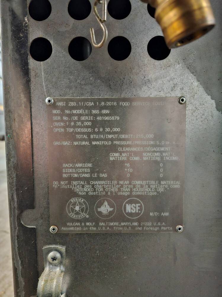 Vulcan Range Mdl. 36S-6BN