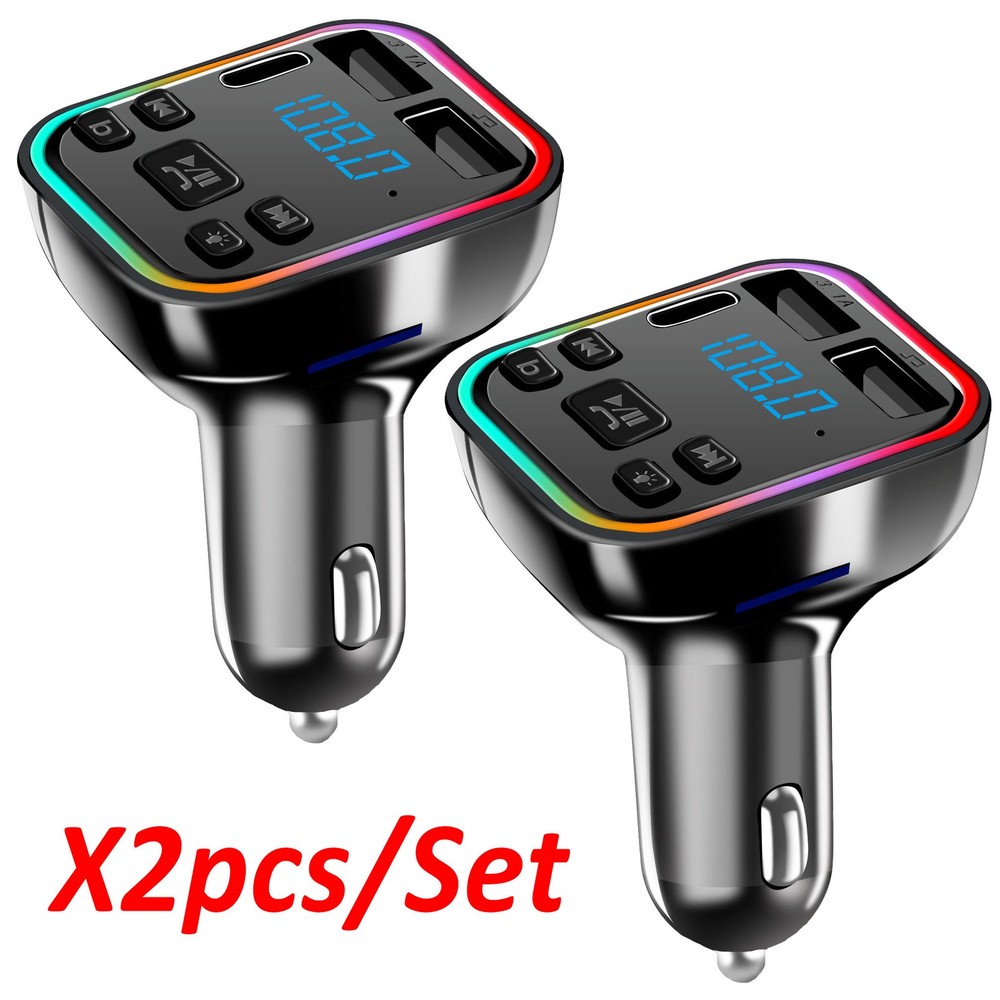 2pcsCar Bluetooth Receiver FM Transmitter Adapter Player Handsfree Wireless Kit