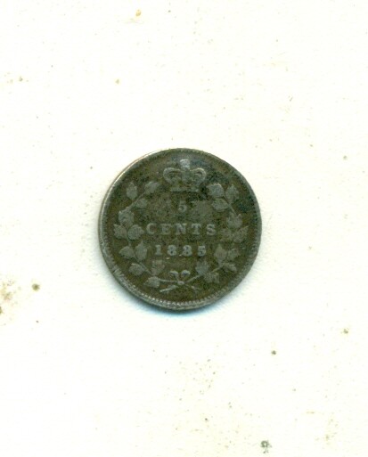 An OLD SILVER 5 CENT COIN from CANADA DATING 1885