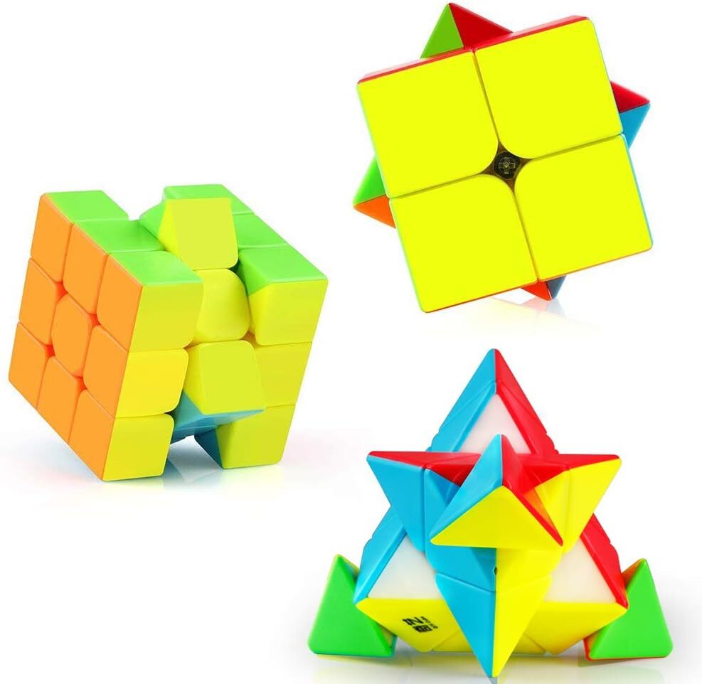 3 Pack Speed Cube Set,Speed Cube 3x3 2x2 Pyramid Magic Cubes Brain Teaser