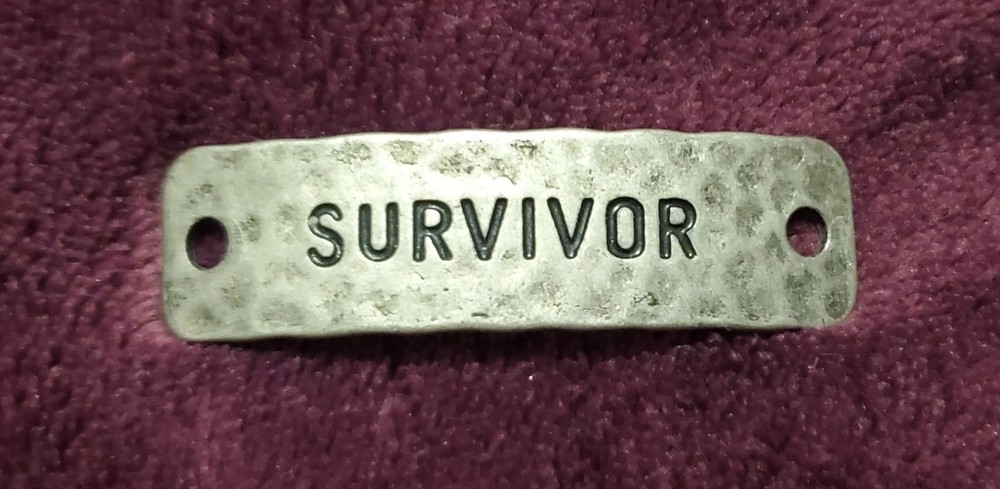 survivor  Matte Silver Oxidized Tag Ornament Jewelry Finding