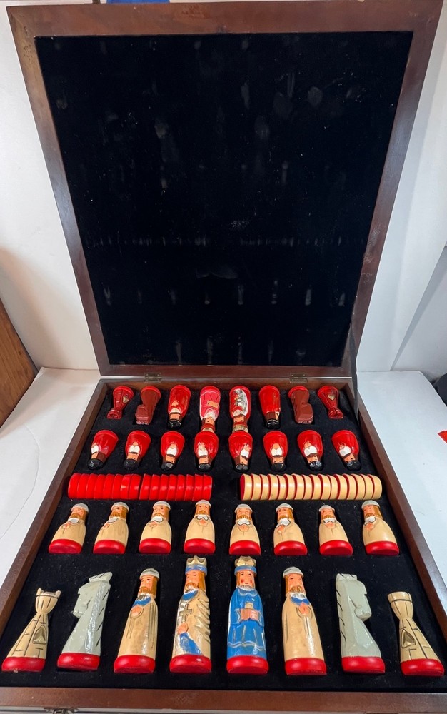Thomas Pacconi Classics 2002 Wooden Chess & Checkers Set – Hand-Painted Pieces