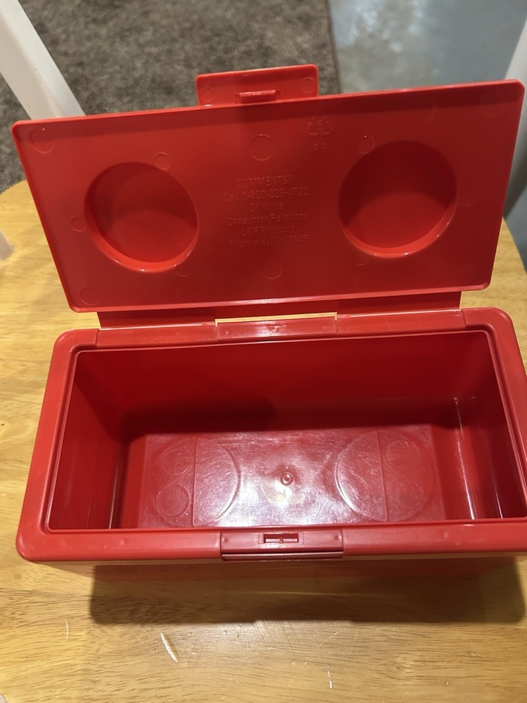 VINTAGE CHUBS BABY WIPES CONTAINER RED STACKABLE LID IS ATTACHED & WORKS SEE