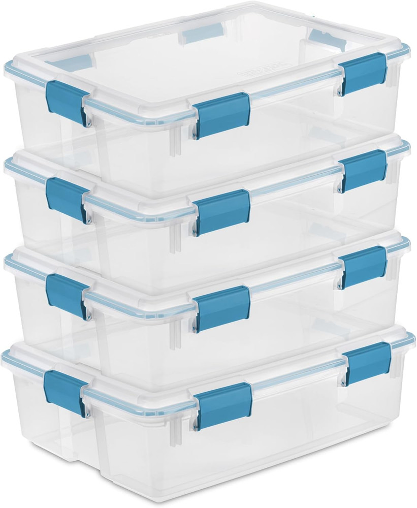 4-Pack Gasket Box, Home Storage Organizer Bins with Lids, 37 Quart – Stackable C