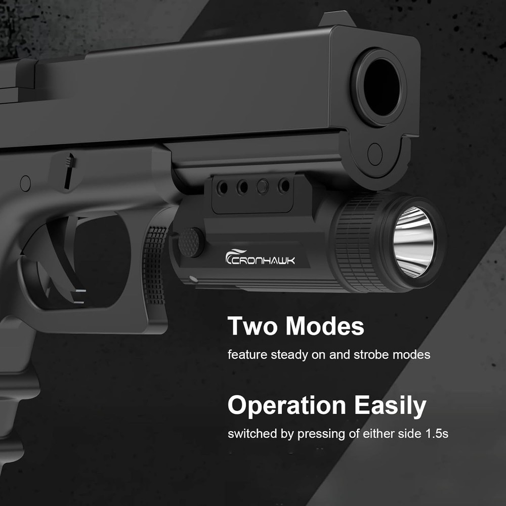Pistol Flashlight Rechargeable 700 Lumen Rail Mounted Tactical Flashlight Com...