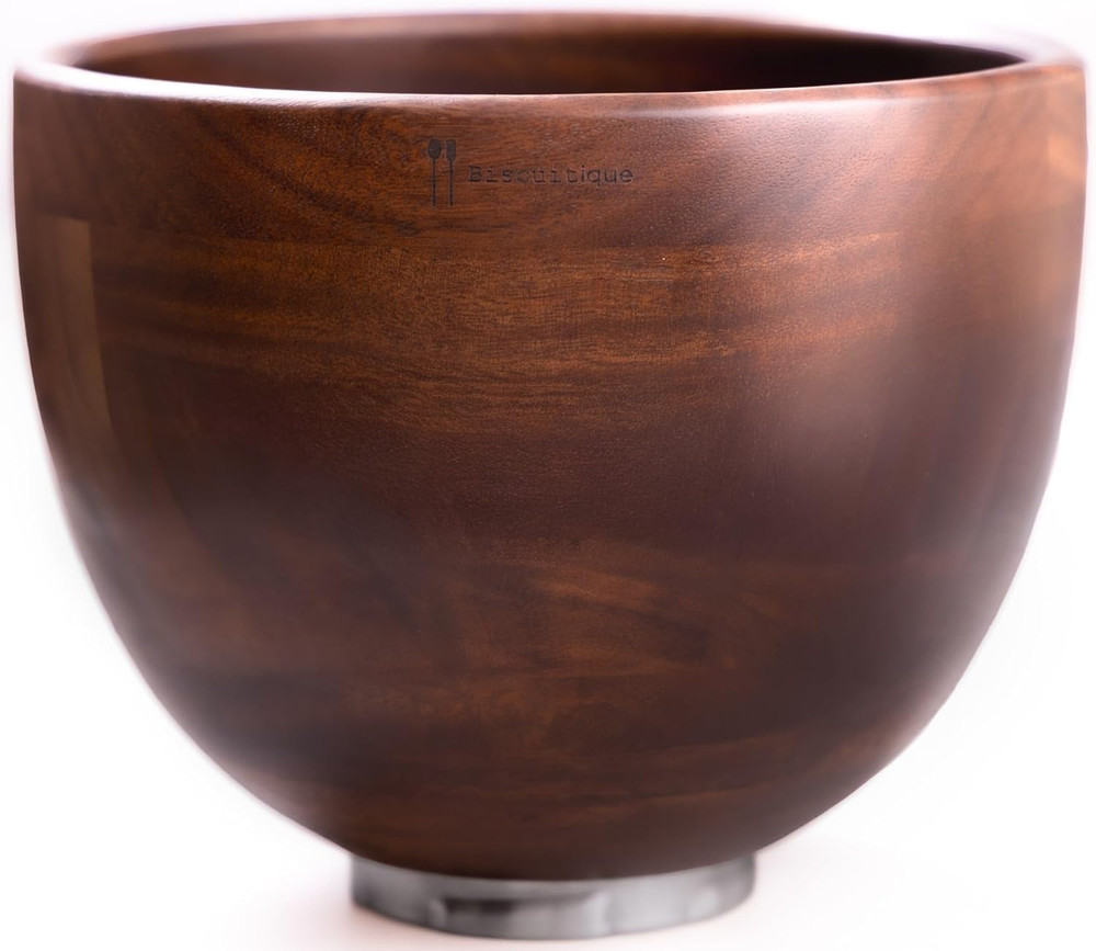 Premium Solid American Walnut Wood Mixing Bowl Compatible with Kitchen Aid Tilt-