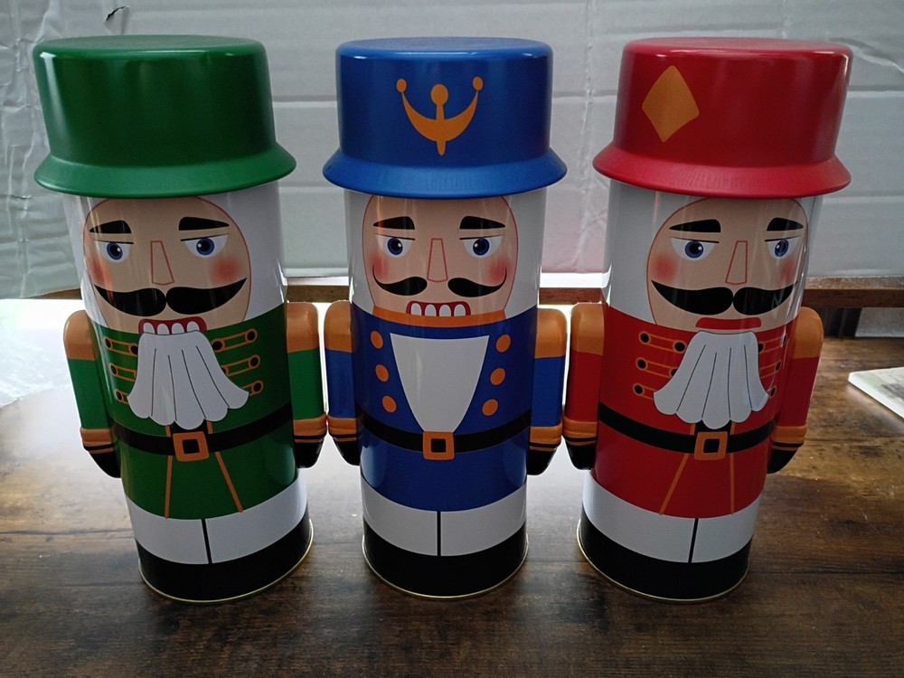 Nutcrackers Tin. Set Of 3 In Great Condition. 10".