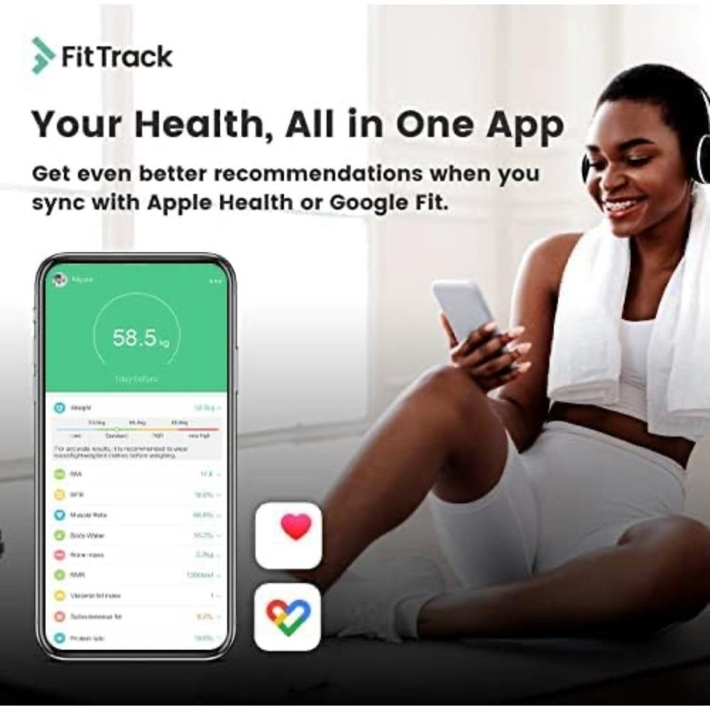 FitTrack Dara Smart BMI Digital Scale, Weight + Body Fat, Accurate, Bluetooth