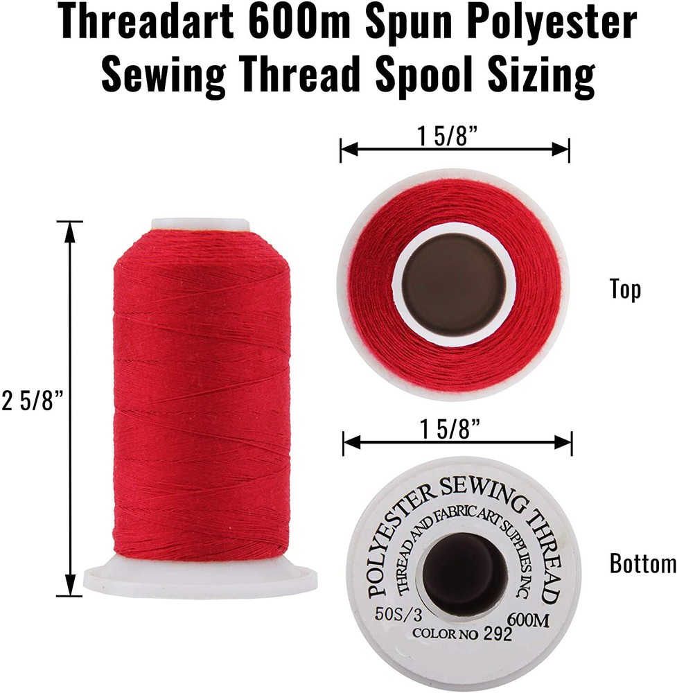 SPUN POLYESTER SEWING THREAD - 50/3 - 600M - 86 COLORS AVAILABLE - THREADART