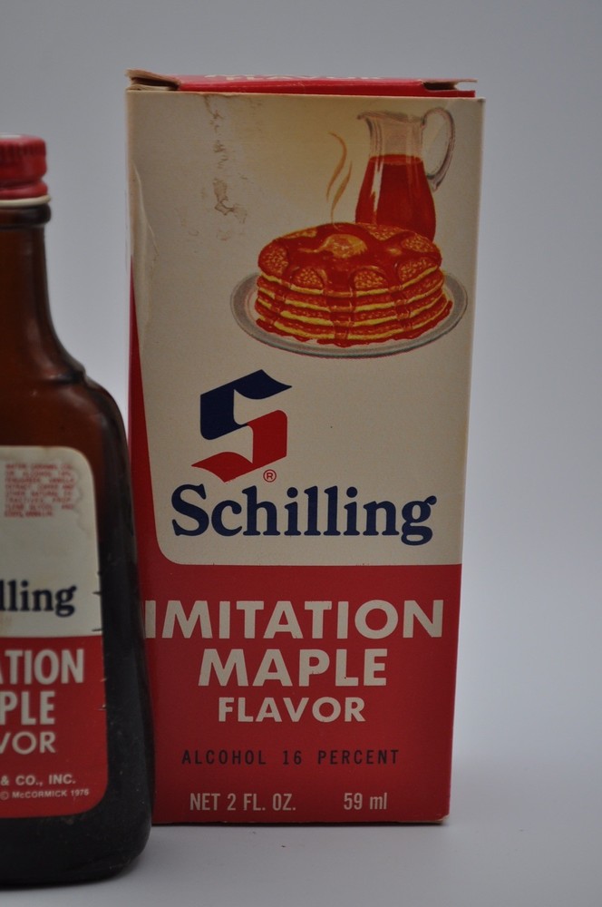 Vintage Schilling Imitation Maple Extract with Box Prop Pre Bar Code
