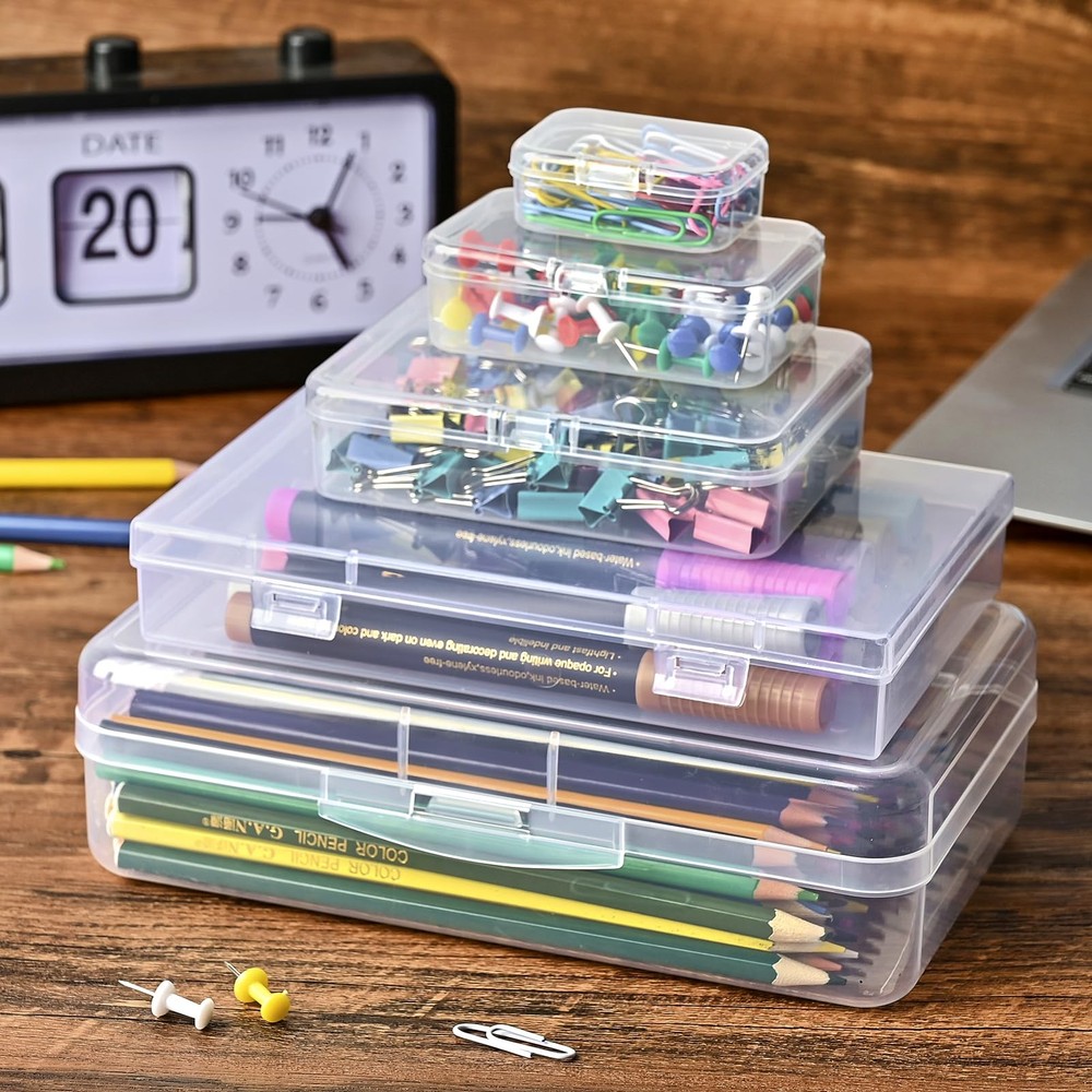 Jutieuo 28 Pack Mixed Sizes Rectangular Mini Plastic 5 Size 28 Pcs, Clear