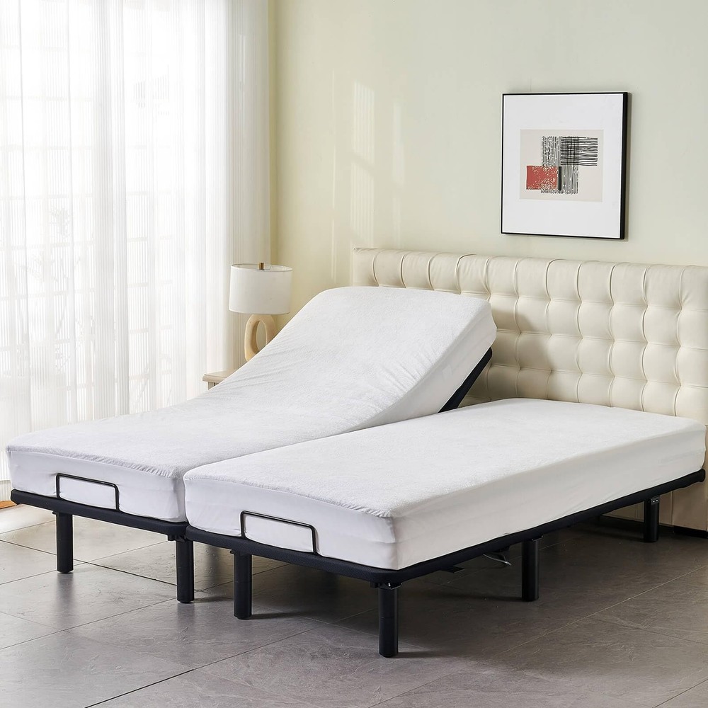 Waterproof Split California King Mattress Protector for Adjustable Bed Noisel...
