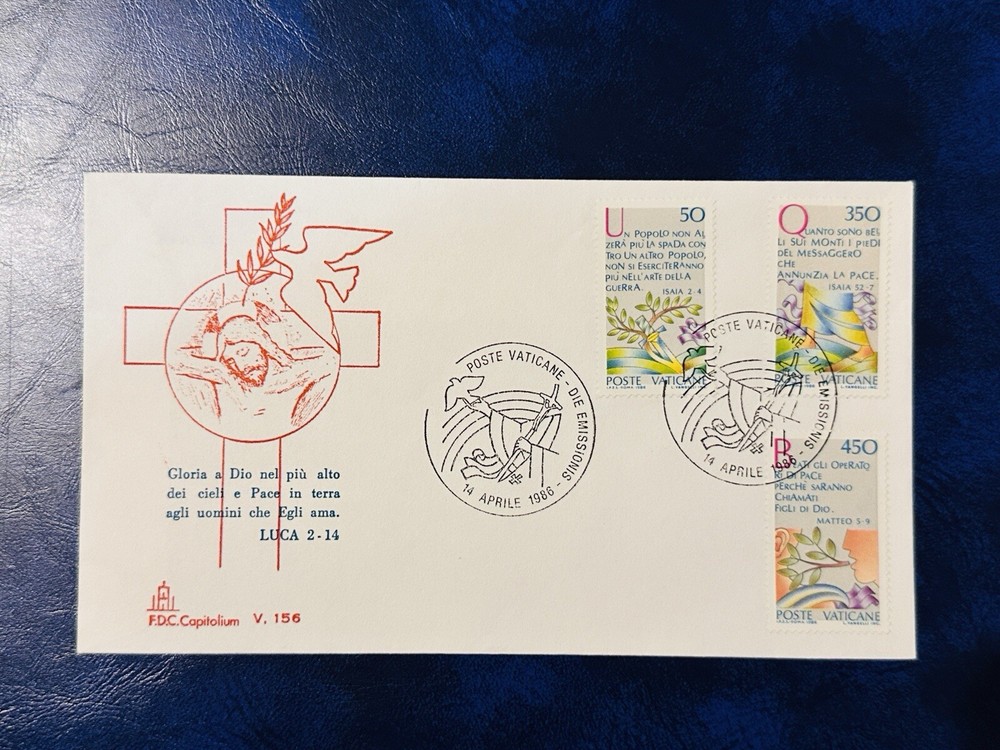 VATICAN FDC 1986 YEAR OF PEACE ⭐