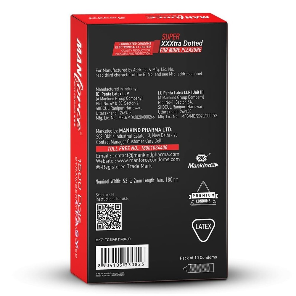 Manforce 342 Dots Xotic Chocolate Flavour Condoms, 10 Count