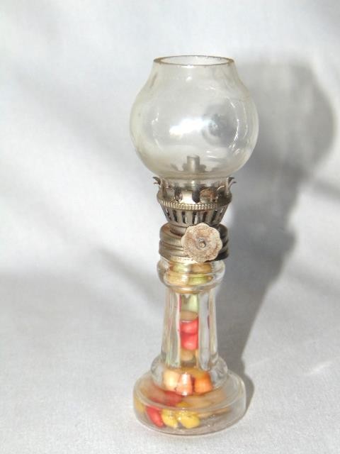 Vintage Glass Candlestick Globe Lamp CANDY CONTAINER, Filled With Candy Pellets