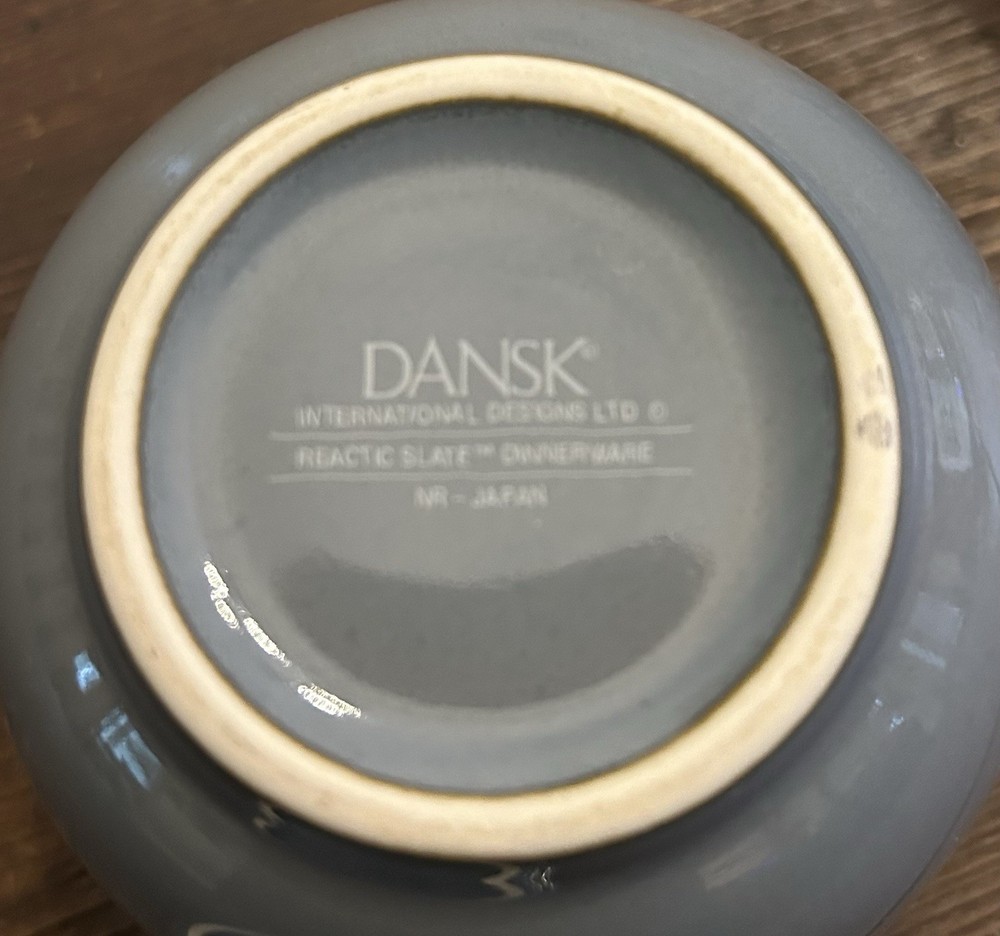 Dansk Gray Speck Blue Stripe Sugar & Gray Lidded Sugar